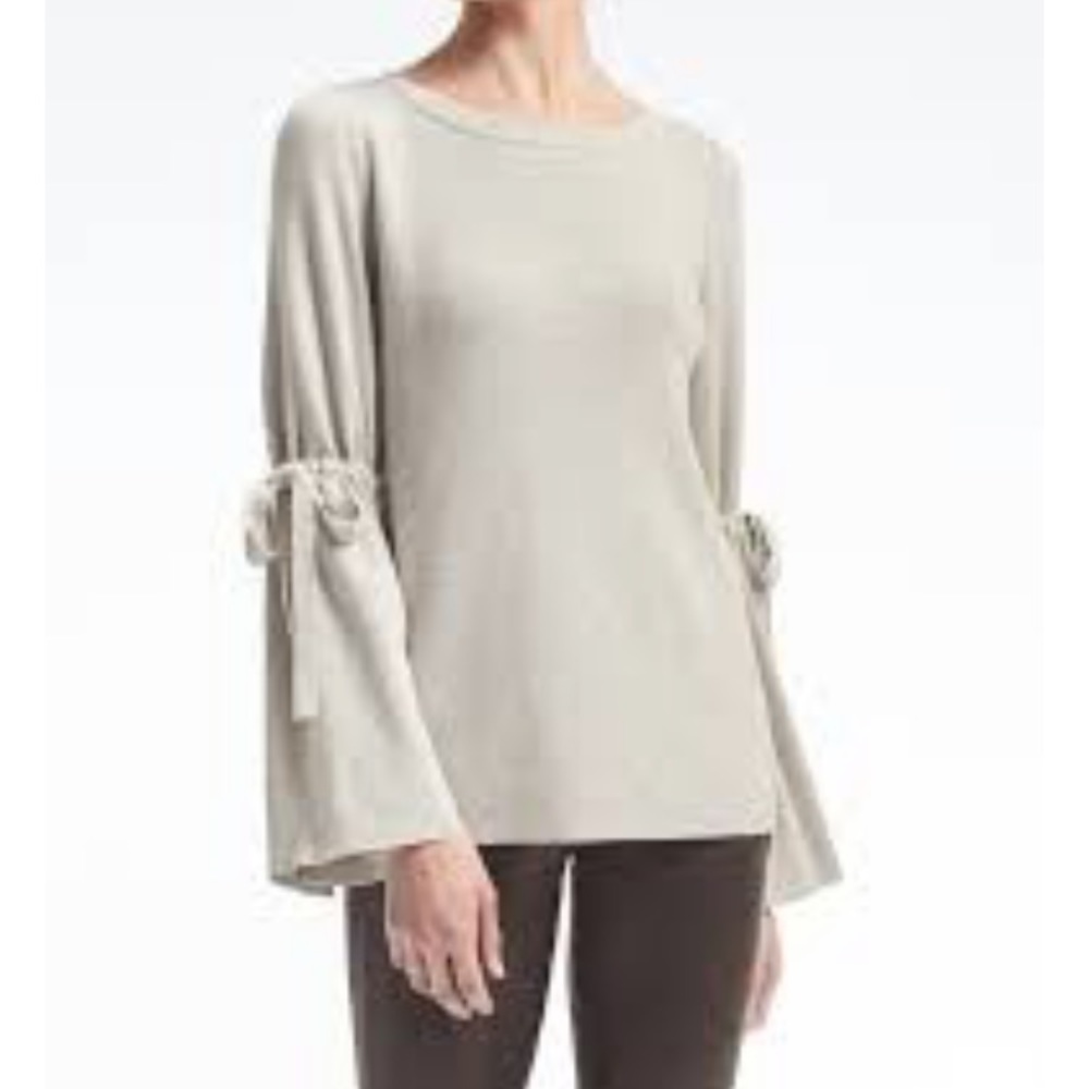 Fluted Tie-Sleeve Pullover
